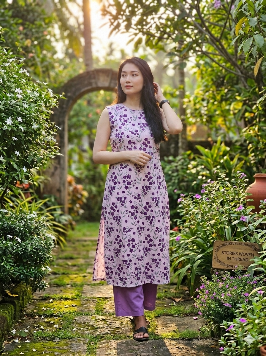 Woman wearing a golden banarasi silk churidhar with zari details